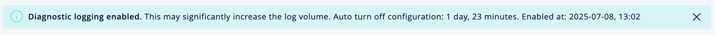 Diagnostic Logging Enabled Notification