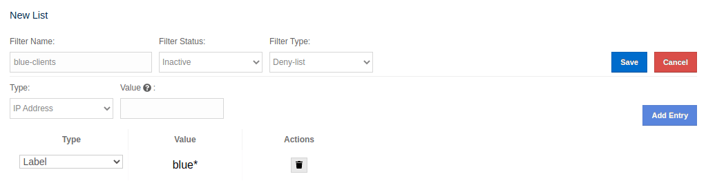 Add Client Filtering List