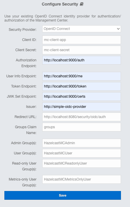 OpenID Connect Configuration