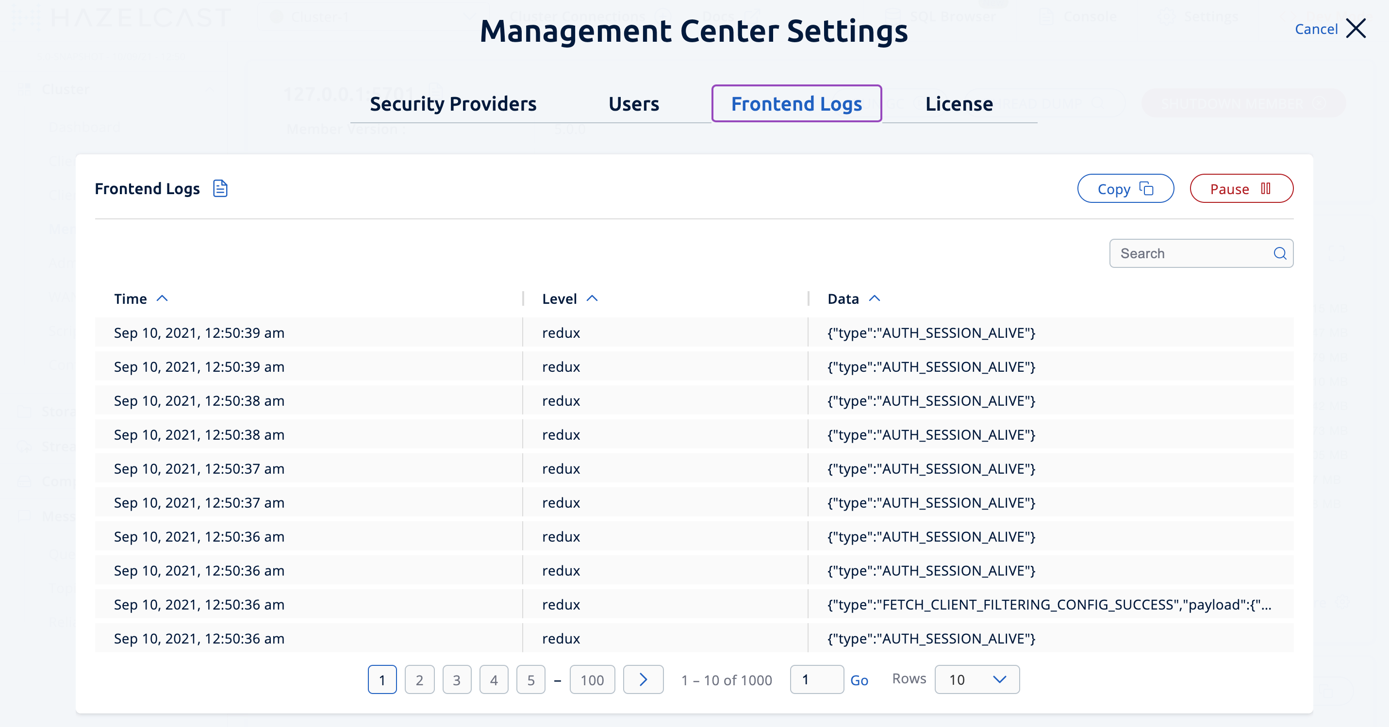 User Interface Logs