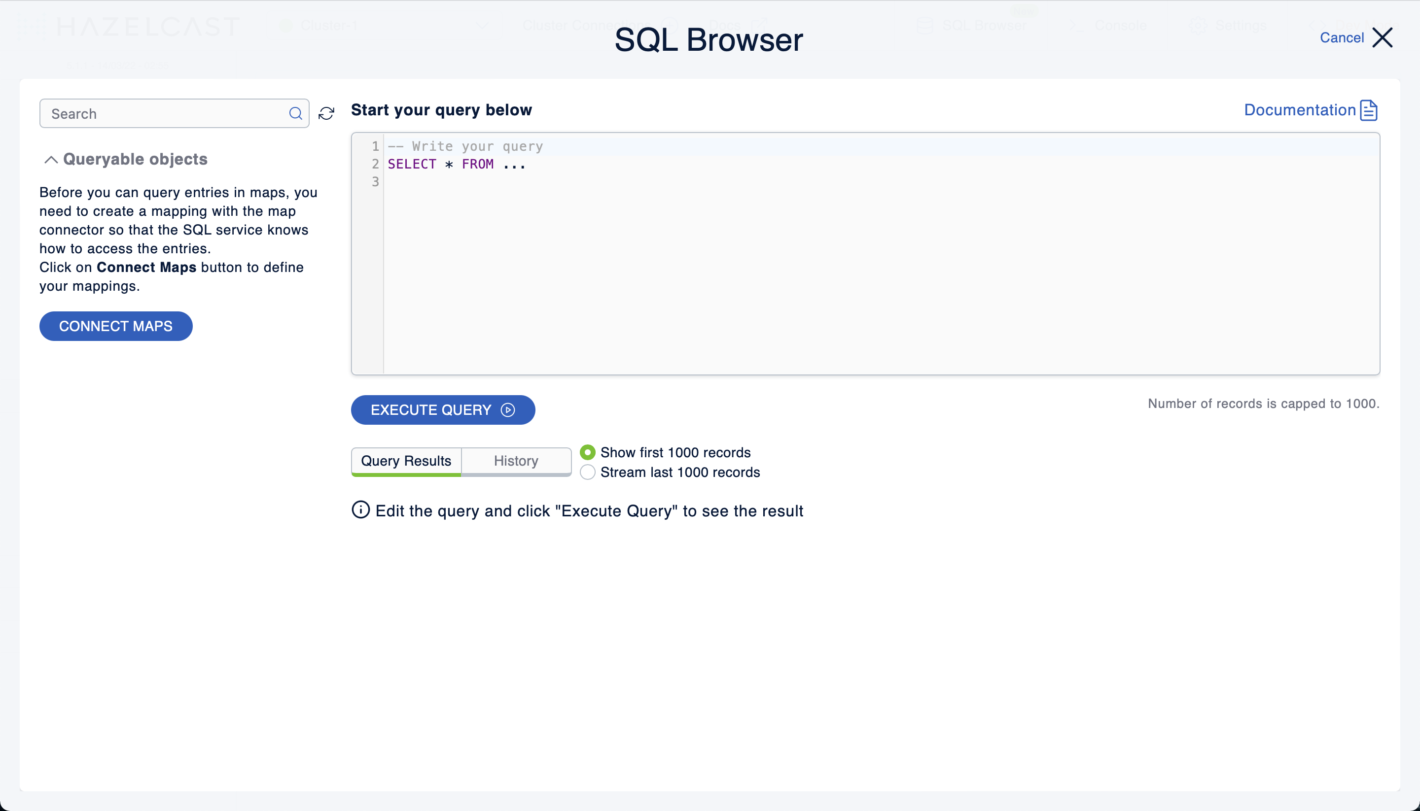 SQL Browser Window