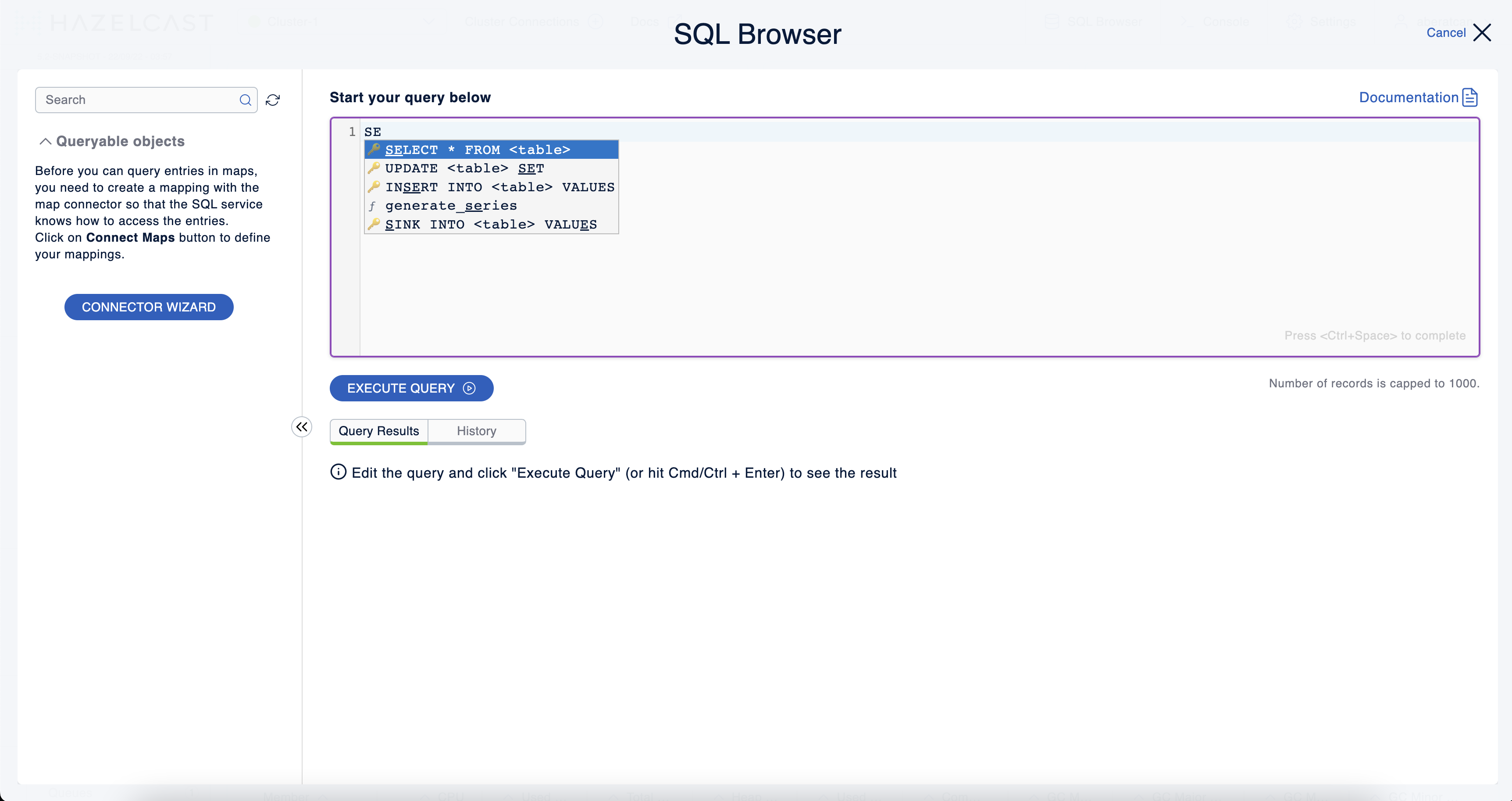SQl Browser Autocomplete Feature