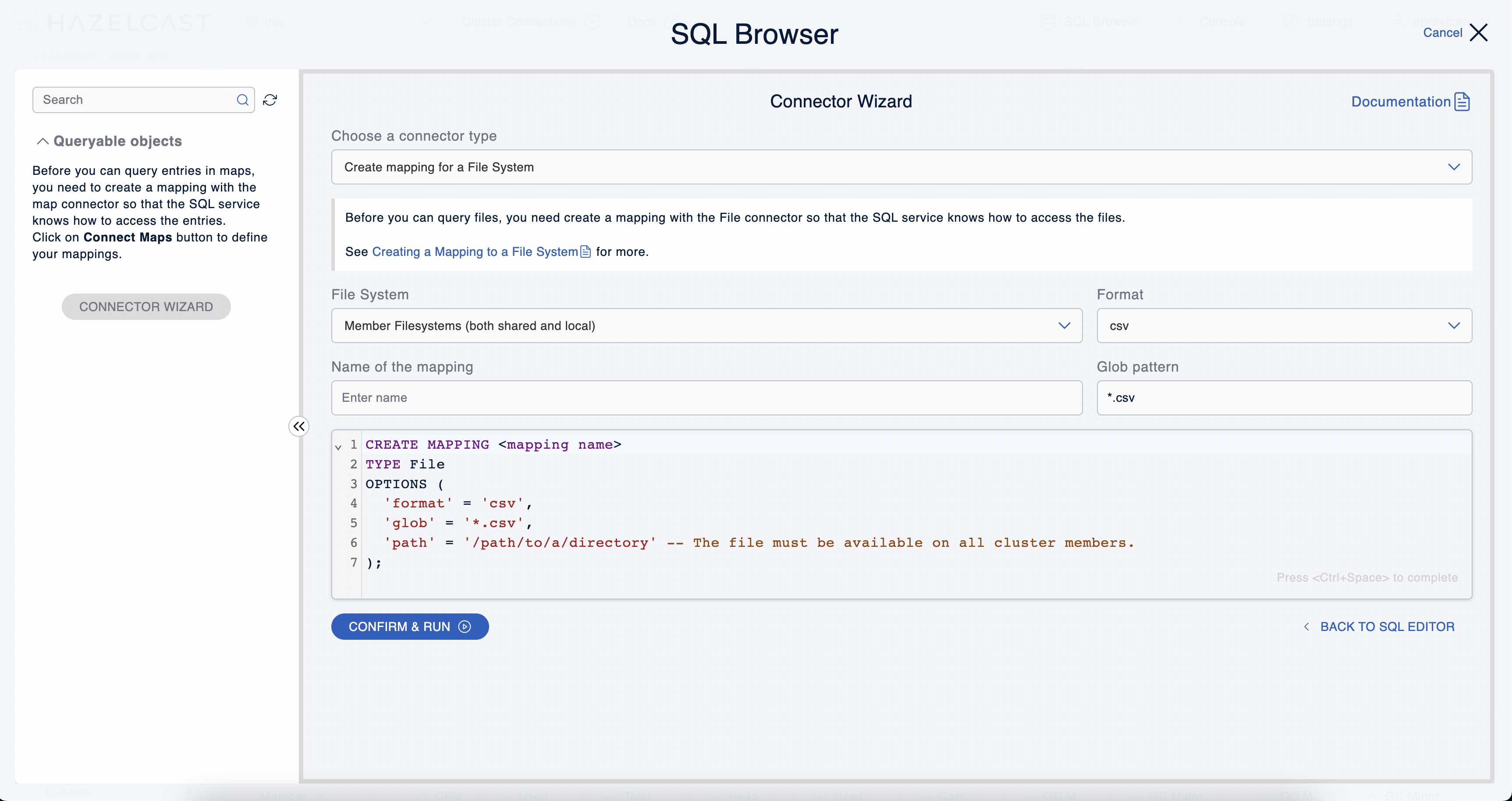 SQL Browser Connector Wizard File System