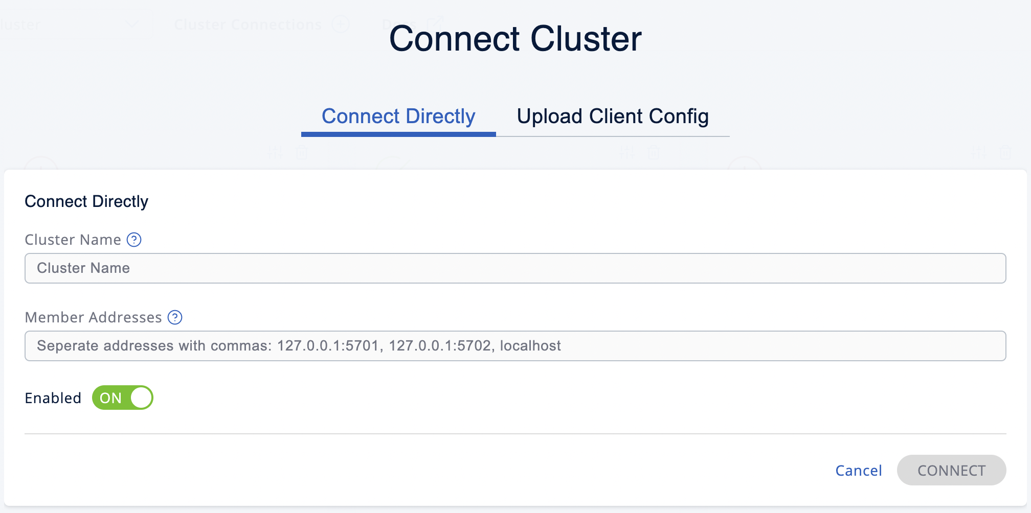 Add New Cluster Configuration