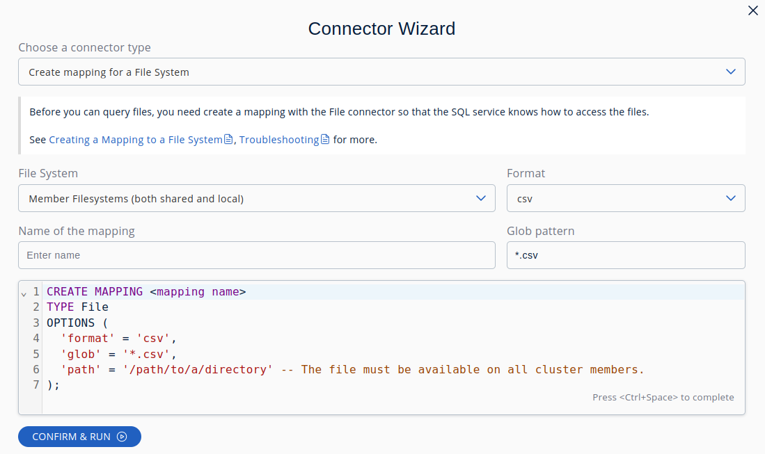 SQL Browser Connector Wizard File System