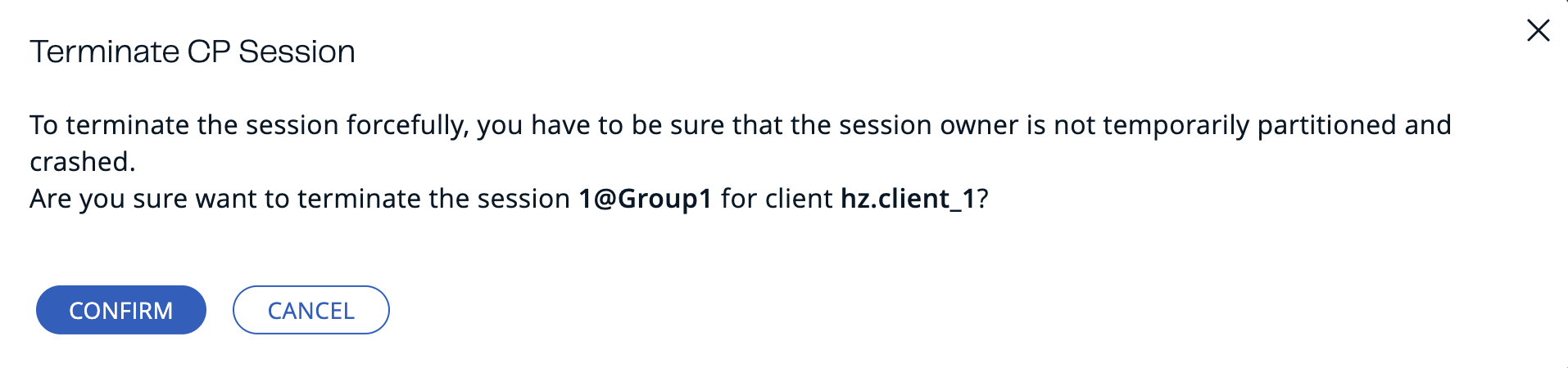 Terminate CP Session Confirmation