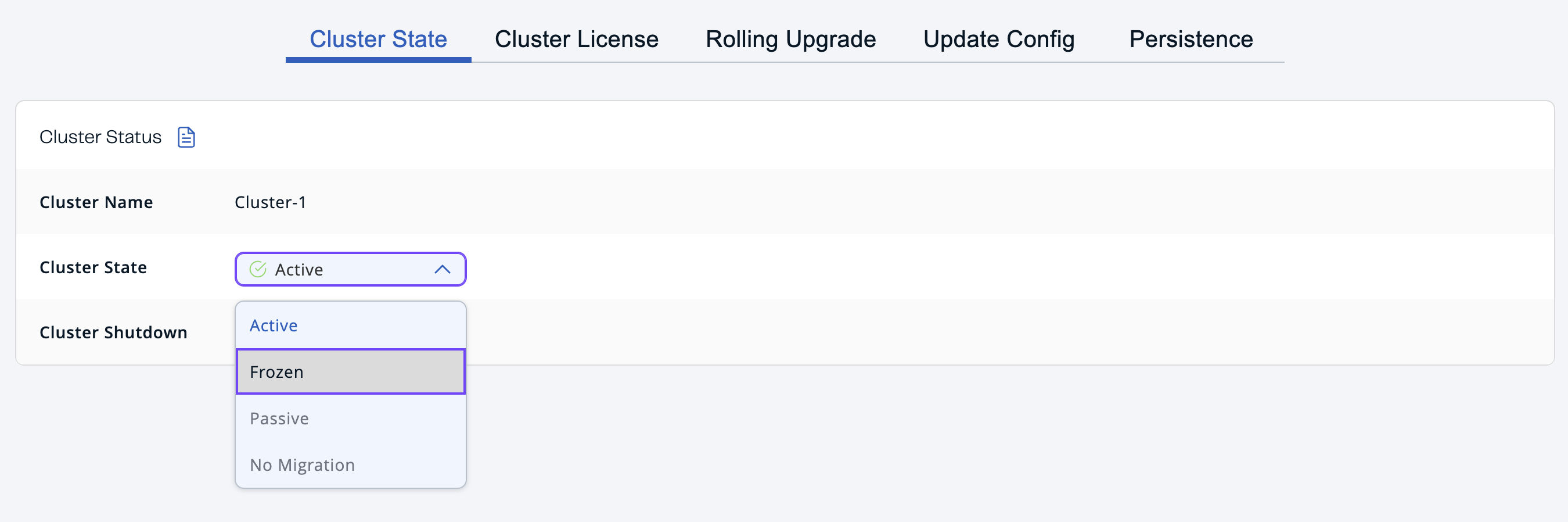 Changing Cluster state