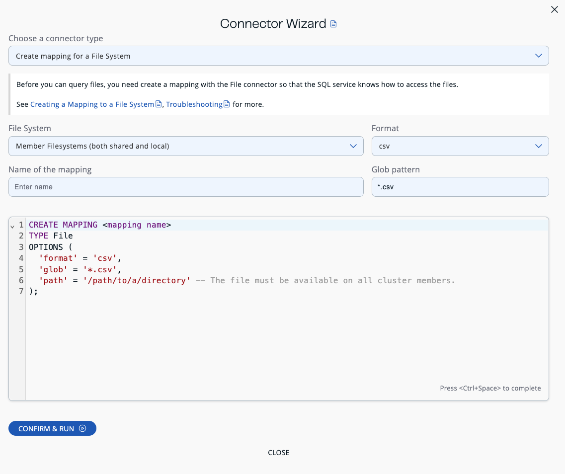 SQL Browser Connector Wizard File System