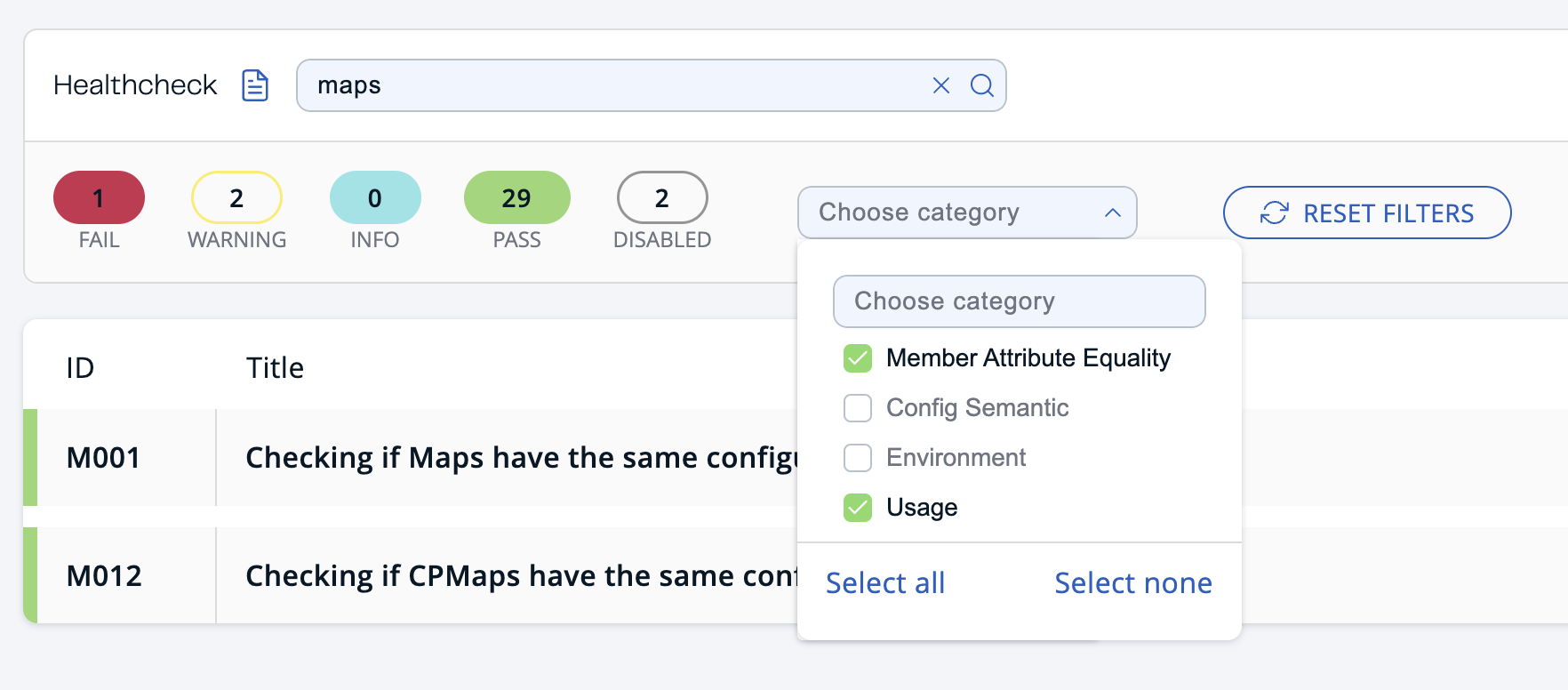 Healthcheck Filters