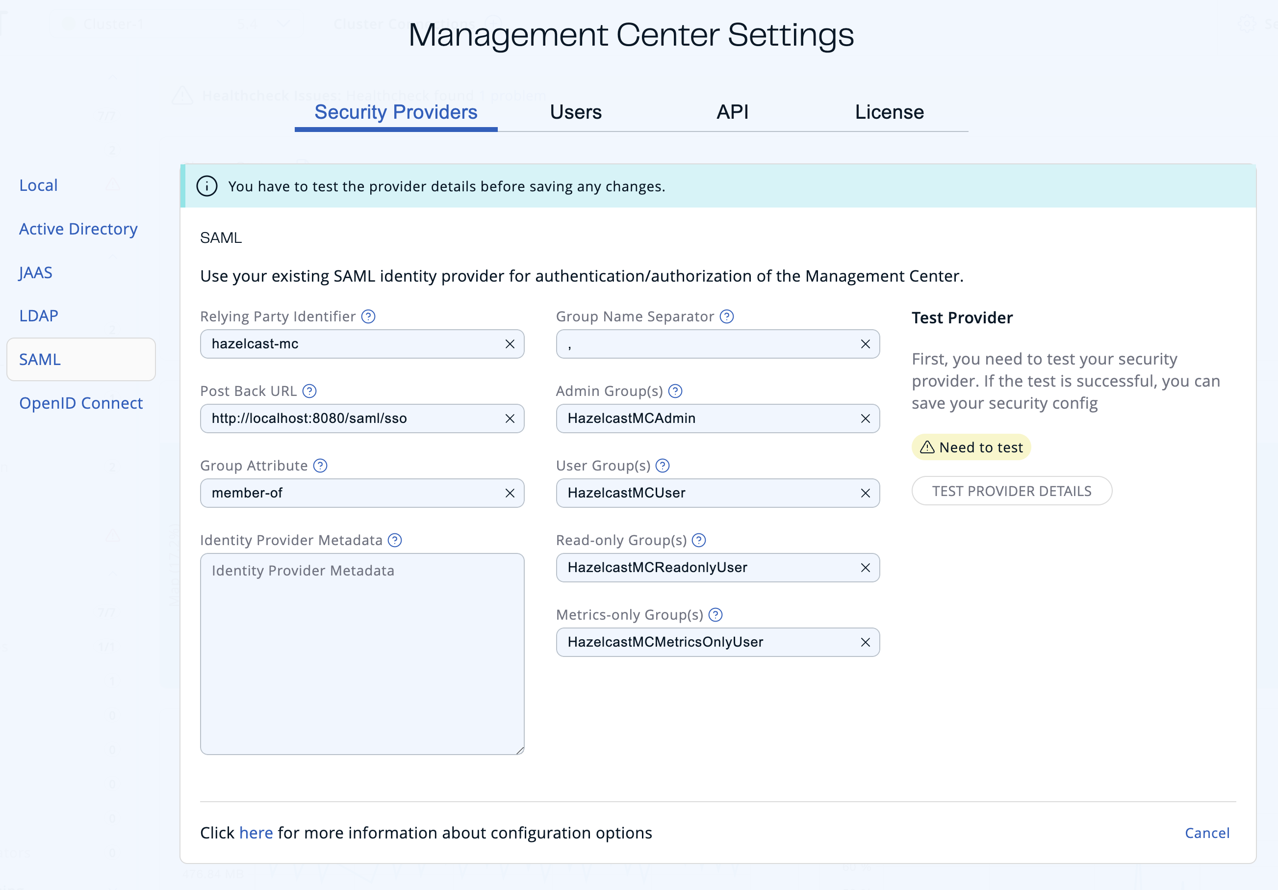 SAML Configuration