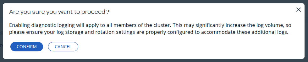 Confirm Enabling Diagnostic Logging