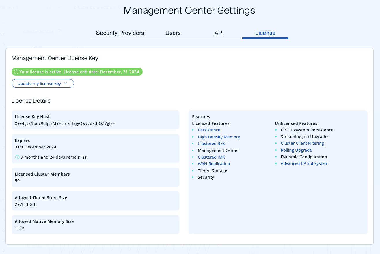 Management Center License Page